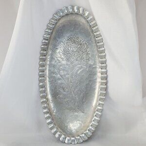 VTG Continental Trade Mark Silverlock Hammered Tray Oval 12" Hand Wrought #1066